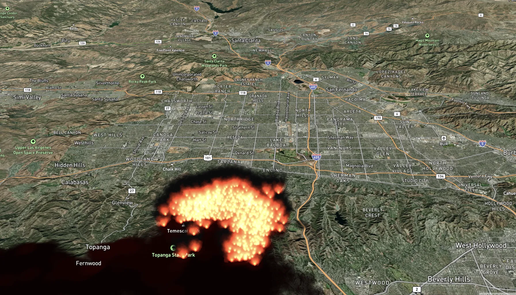 Interactive wildfire map using satellite data